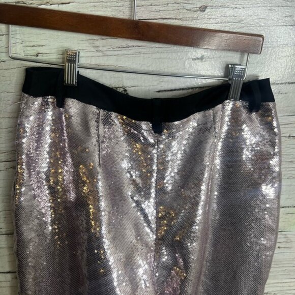 ALEC LES VILLE SEQUINS silver trousers pants size small straight leg - Picture 6 of 8